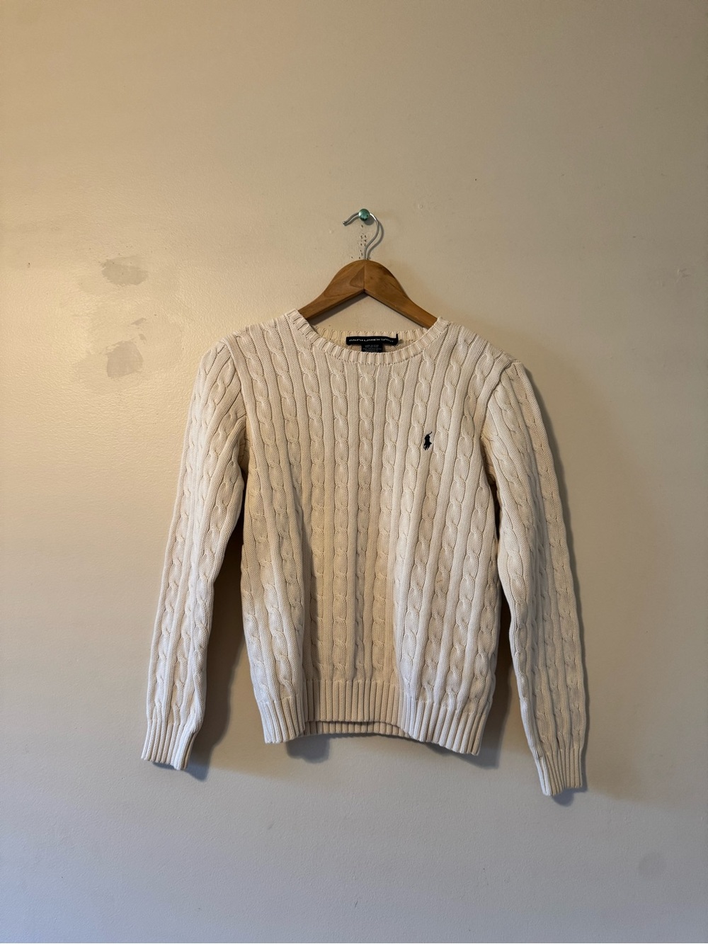 Polo by Ralph Lauren Sport Cream Cable Knit Crewneck Sweater XL Extra Large